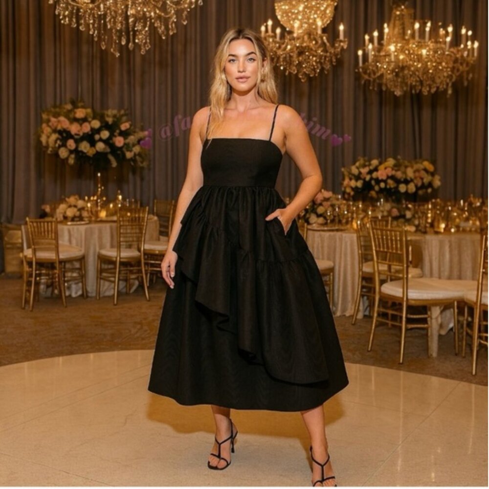 Kate Spade for Target Black Tiered Ruffle Midi Dress Sz L NEW with tags